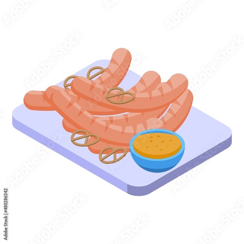 Germany sausage icon isometric vector. Cuisine food. Chef cheese