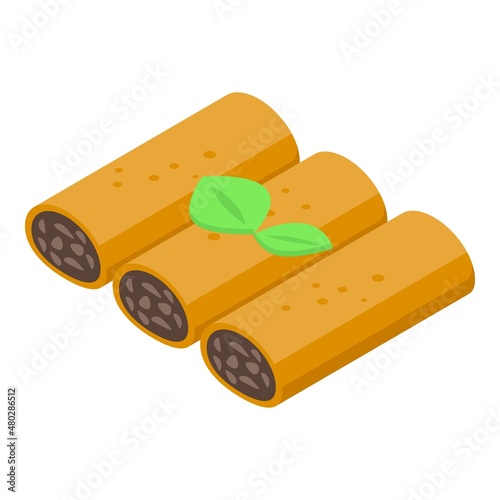 Lasagne roll icon isometric vector. Pasta food. Italian tasty