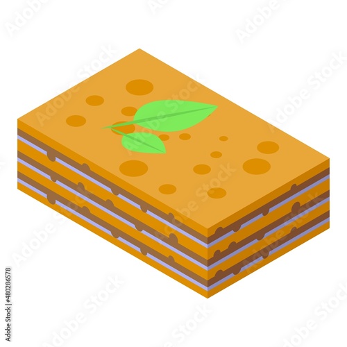 Baked lasagne icon isometric vector. Pasta food. Italian dish