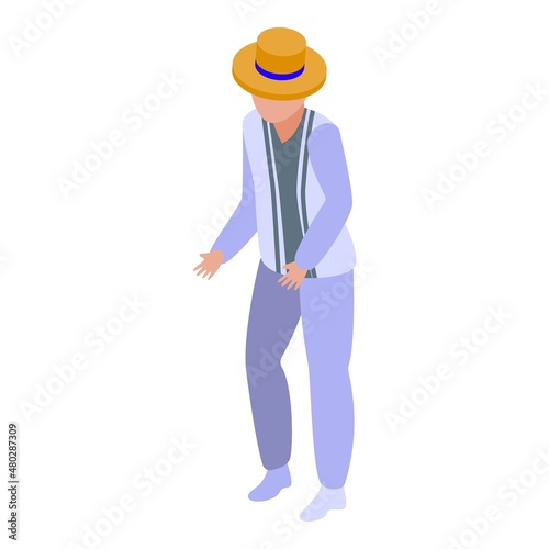 Senior gondolier icon isometric vector. Venice boat. Travel river