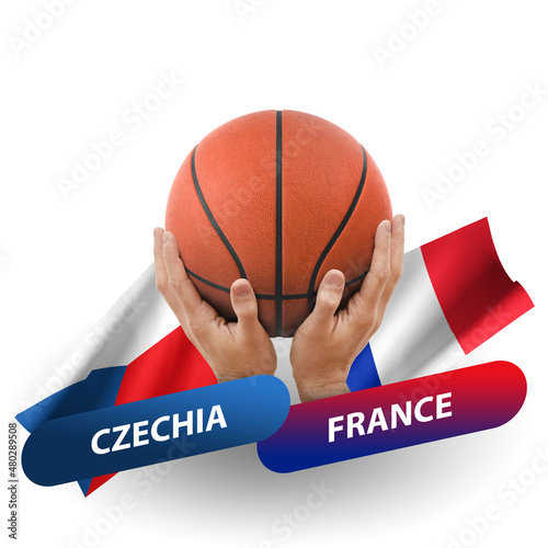 Basketball competition match, national teams czechia vs france photo