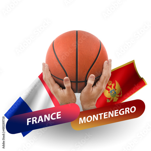 Basketball competition match, national teams france vs montenegro photo