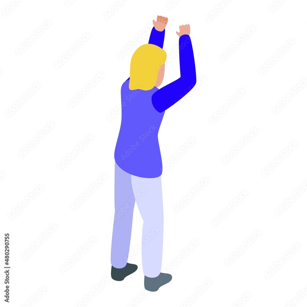 Kids party dance icon isometric vector. Happy child. Balloon girl Kids party dance icon isometric vector. Happy child. Balloon girl