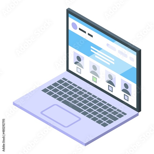 Online laptop vote icon isometric vector. Booth election. People ballot