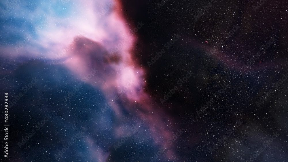 Fototapeta premium Space background with realistic nebula and shining stars. Colorful cosmos with stardust and milky way. Magic color galaxy. Infinite universe and starry night. 3d render