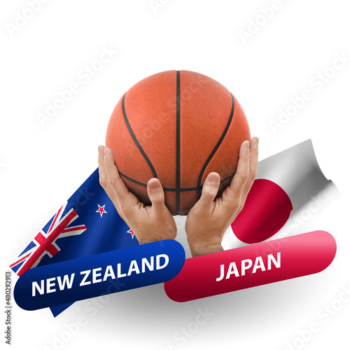 Basketball competition match, national teams new zealand vs japan photo