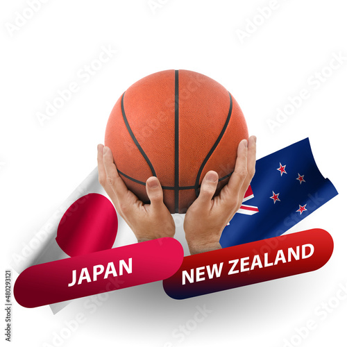 Basketball competition match, national teams japan vs new zealand photo