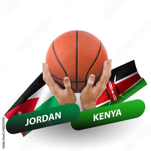Basketball competition match  national teams jordan vs kenya
