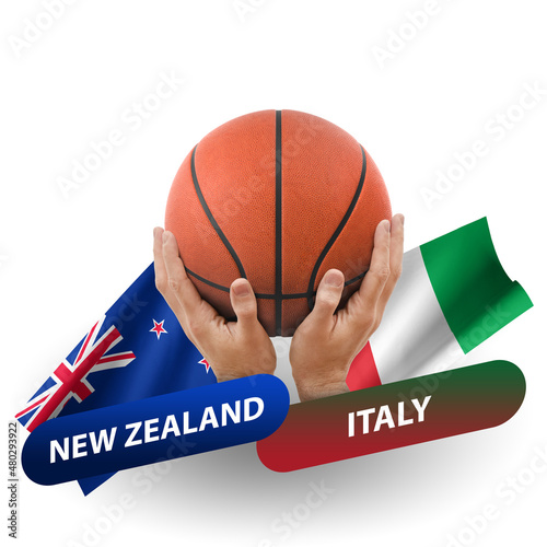 Basketball competition match, national teams new zealand vs italy photo