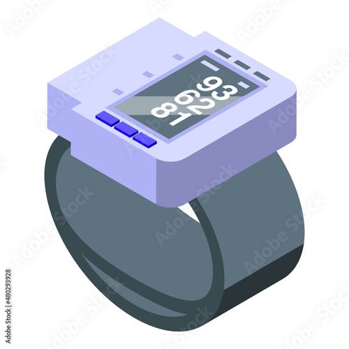 Blood presure monitor icon isometric vector. Heart palpitation. Person old