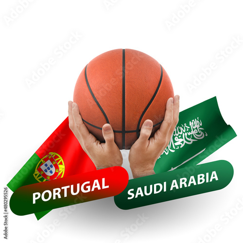 Basketball competition match  national teams portugal vs saudi arabia
