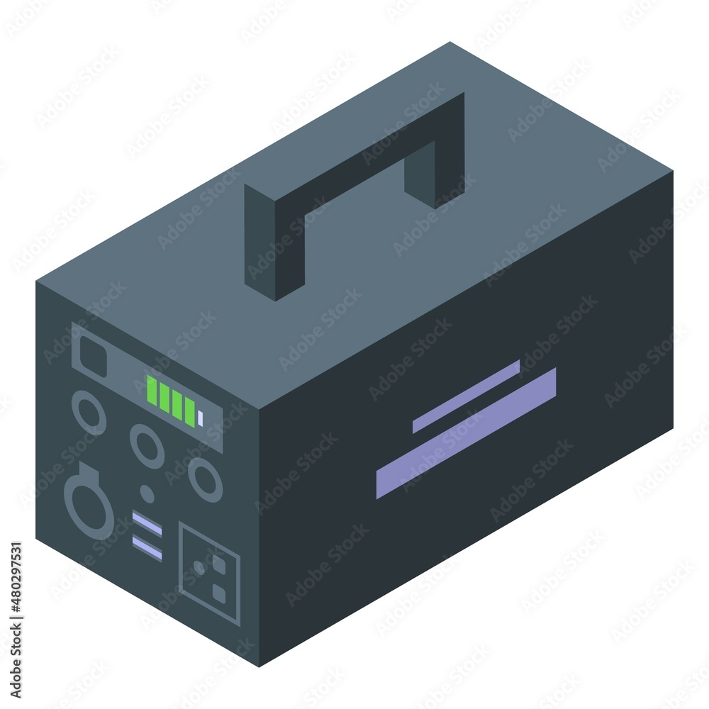 Solar panel transformator icon isometric vector. Sun supply. Home roof