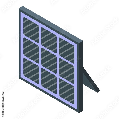 Ground solar panel icon isometric vector. Electric system. Sun system