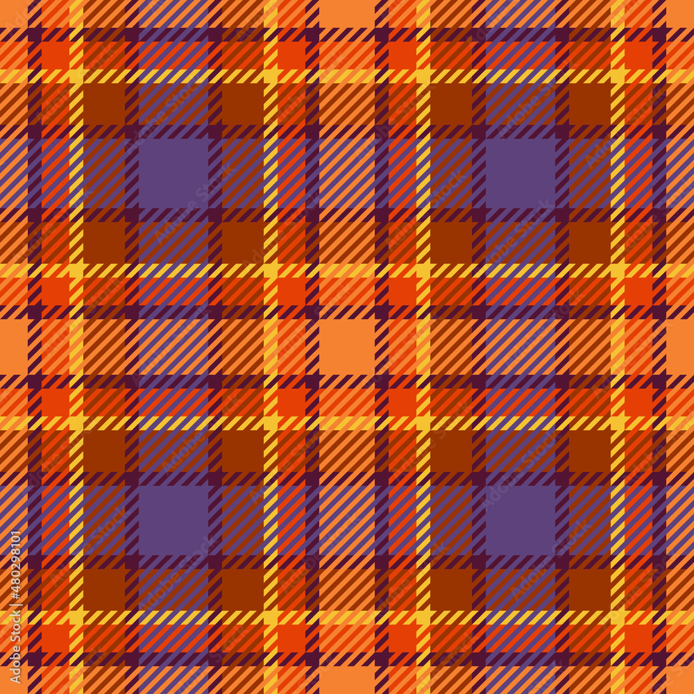 Tartan plaid seanless pattern. Abstract geometric traditional background. Retro chekered backdrop of orange and purple colors. For textile design Tartan plaid seanless pattern. Abstract geometric traditional background. Retro chekered backdrop of orange and purple colors. For textile design