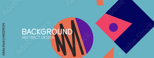 Abstract background. Blocks, lines, triangles, circles composition. Techno or business concept for wallpaper, banner, background, landing page