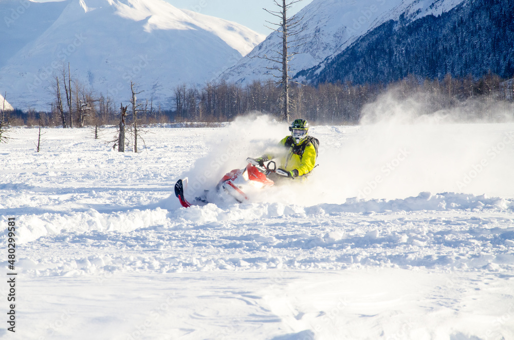 Snowmachine rider in Alaska 
