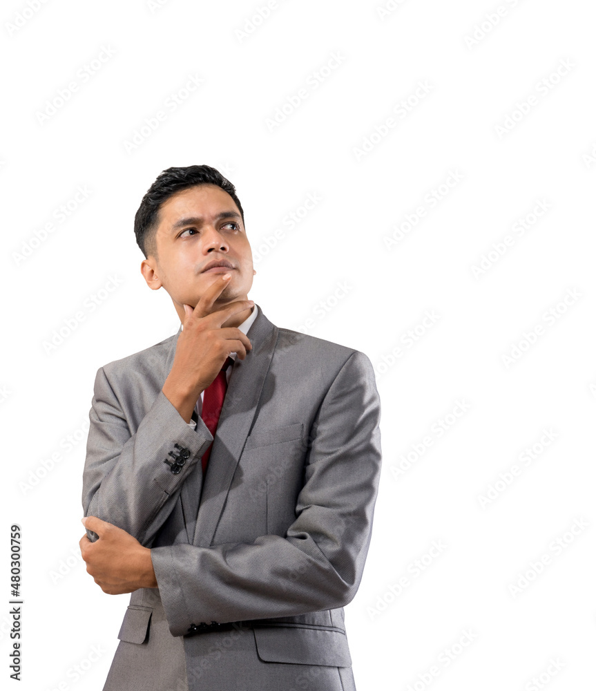 businessman thinking while looking up to copyspace businessman thinking while looking up to copyspace