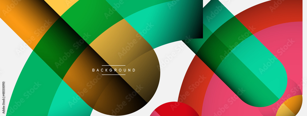 Trendy shapes, color minimal design composition, lines and shadows for wallpaper banner background or landing page