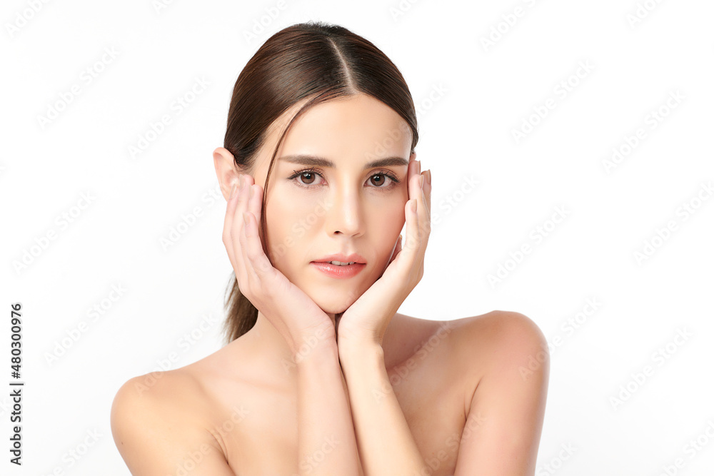 Beautiful young asian woman with clean fresh skin on white background, Face care, Facial treatment, Cosmetology, beauty and spa, Asian women portrait. Beautiful young asian woman with clean fresh skin on white background, Face care, Facial treatment, Cosmetology, beauty and spa, Asian women portrait.