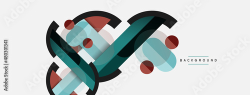 Geometric shapes composition abstract background. Circles lines and rectangles. Vector illustration for wallpaper banner background or landing page