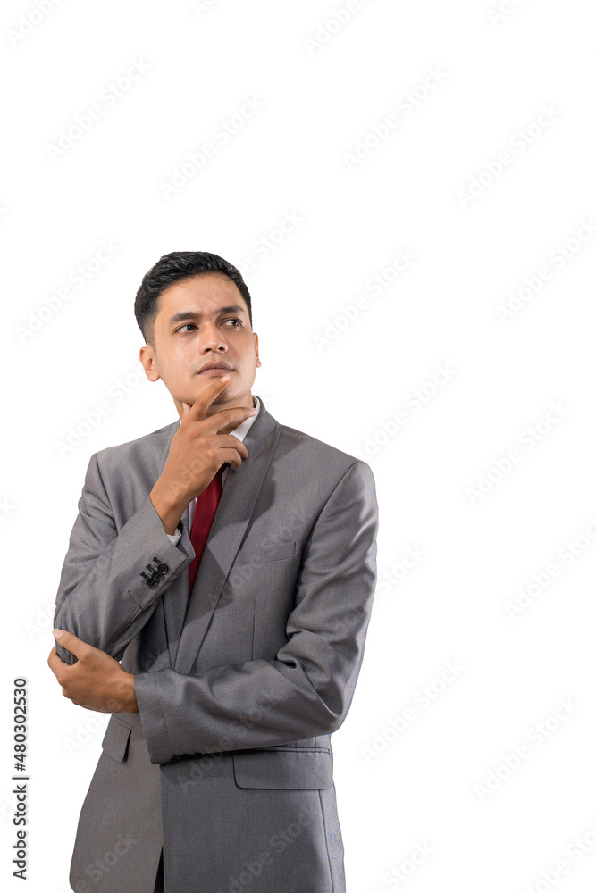 businessman thinking while looking up to copyspace businessman thinking while looking up to copyspace