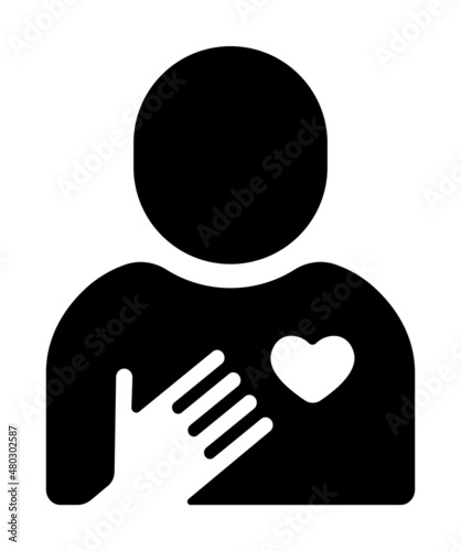 Silhouette person vector icon illustration  | sympathy,  compassion, care