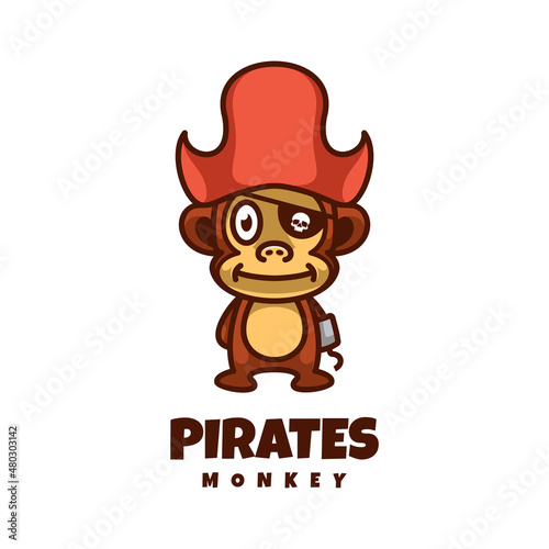 Illustration vector graphic of Pirates Monkey  good for logo design