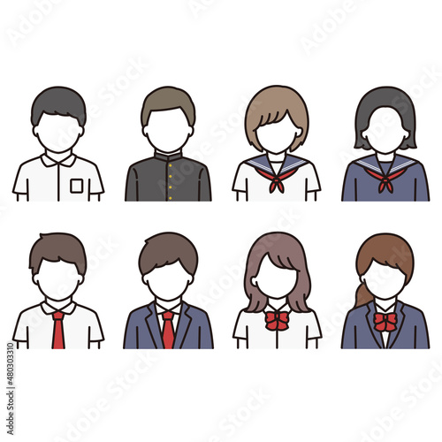 学生服 高校生 中学生 アイコン イラスト