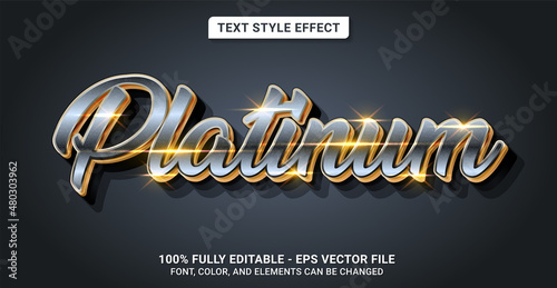 Text Style with Platinum Theme. Editable Text Style Effect.