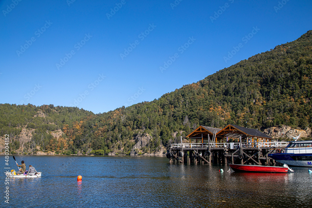 Naklejka premium boats on the river
