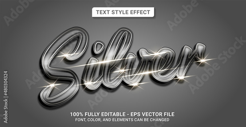 Text Style with Silver Theme. Editable Text Style Effect.