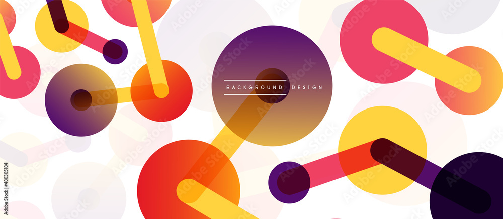 Line points connections geometric abstract background. Circles connected by lines. Trendy techno business template for wallpaper, banner, background or landing