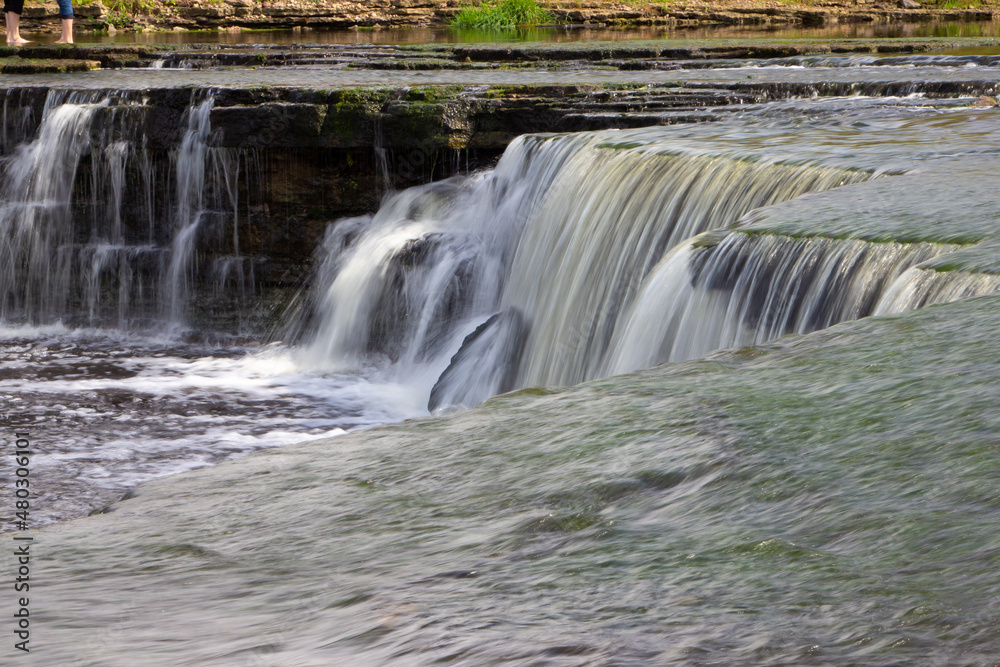 Low and wide waterfall