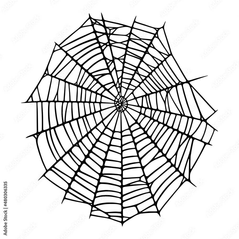 Obraz premium Spider web set isolated on white background. Spooky Halloween cobweb. Handrawn vector illustration