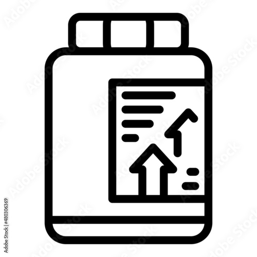 Protein jar icon outline vector. Sport supplement. Powder label