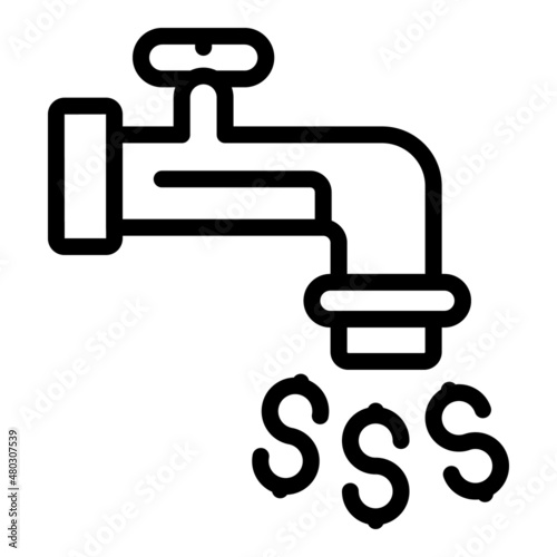 Money water tap icon outline vector. Passive income. Business work