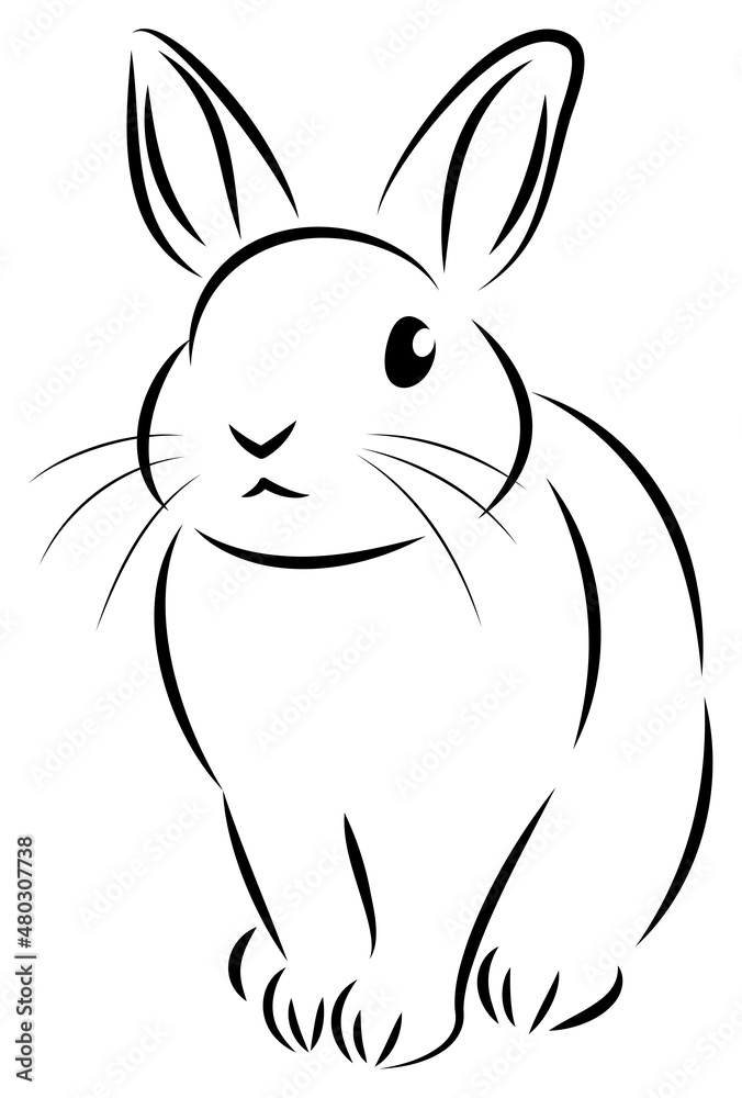 絵筆で描いた墨絵風のお洒落なウサギのイラスト 手描きのアナログ風イラスト ベクター 絵筆で描いた墨絵風のお洒落なウサギのイラスト 手描きのアナログ風イラスト ベクター