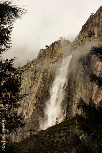 A view on waterfall in Yosemite  CA