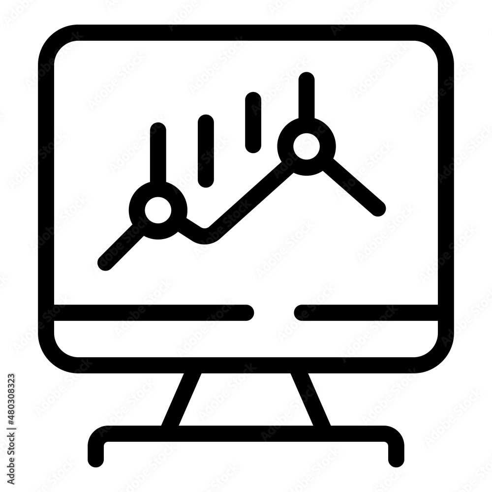 Monitor graph result icon outline vector. Data research. Glass finance Monitor graph result icon outline vector. Data research. Glass finance