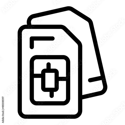 Phone sim card icon outline vector. Financial result. Stock report