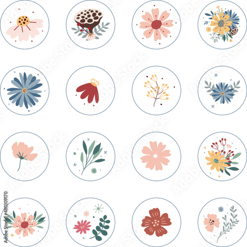 Set floral of Social Media Highlight Covers. 