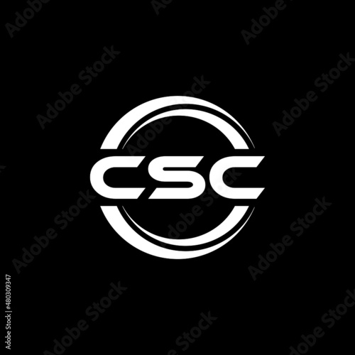 CSC letter logo design with black background in illustrator, vector logo modern alphabet font overlap style. calligraphy designs for logo, Poster, Invitation, etc. photo