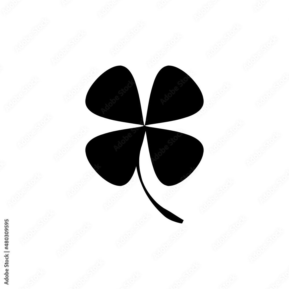 four leaf clover vector black silhouette. low-growing clover-like plant with four-lobed leaves. four leaf clover vector black silhouette. low-growing clover-like plant with four-lobed leaves.