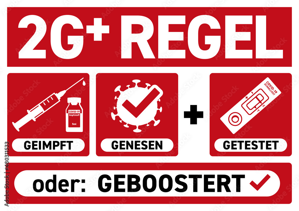 2G plus Regel Corona Virus Nachweis DIN-A3 Schild Stock Illustration ...