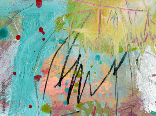 Canvastavla Detail of modern abstract mixed media art
