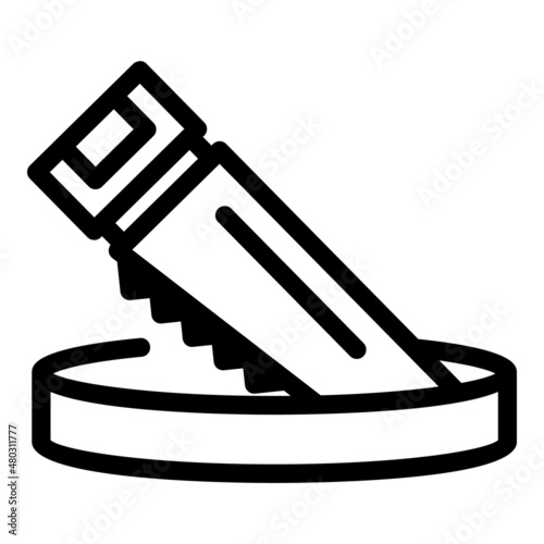 Ice hole handsaw icon outline vector. Winter fish. Ice fishing