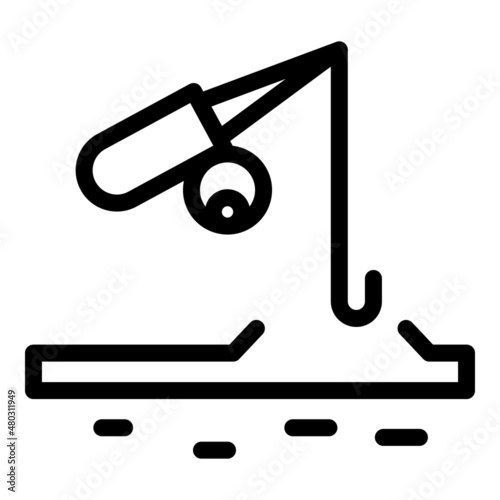 River ice fishing icon outline vector. Winter fish. Man snow
