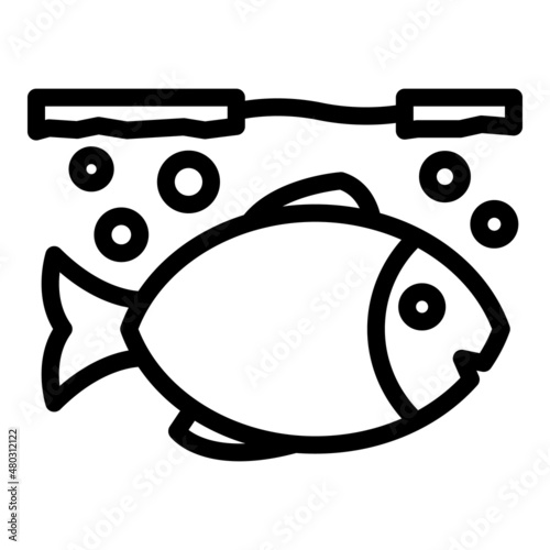 Big ice fish icon outline vector. Winter lake. Snow frozen