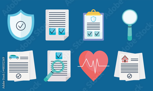 insurance policies icon collection