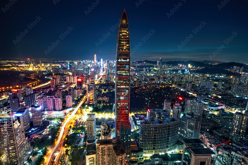 Fototapeta premium Night view of Shenzhen city, Guangdong Province, China